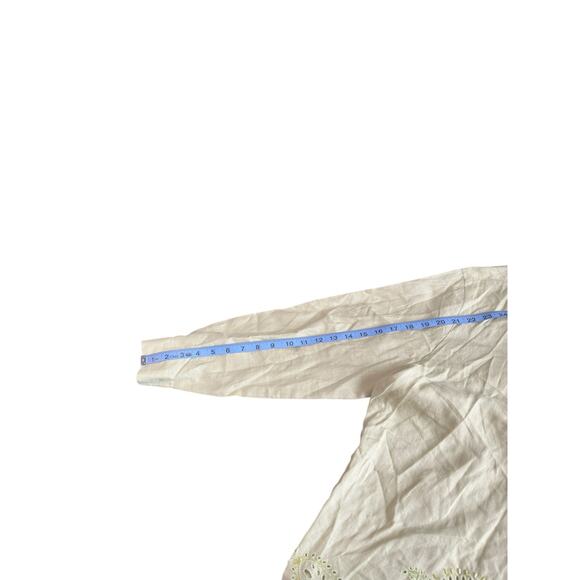 August Max Woman Green Relaxed Collared Lagenlook Long Sleeve Linen Blouse XL - Picture 12 of 13